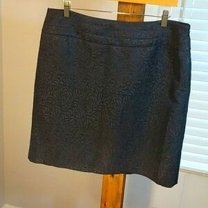 Ann Taylor Loft Black Jacquard Metallic Sliver Hint Shimmer Mini Skirt Size 14